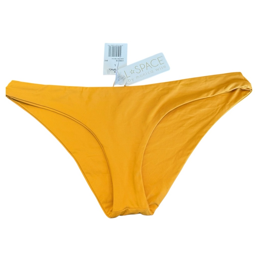NWT L*Space by Monica Wise Sandy Classic Bikini Bottoms Gold Size L Swim